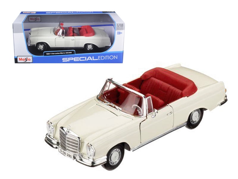Maisto 1967 Mercedes 280 SE Convertible Cream 1/18 Diecast Model
