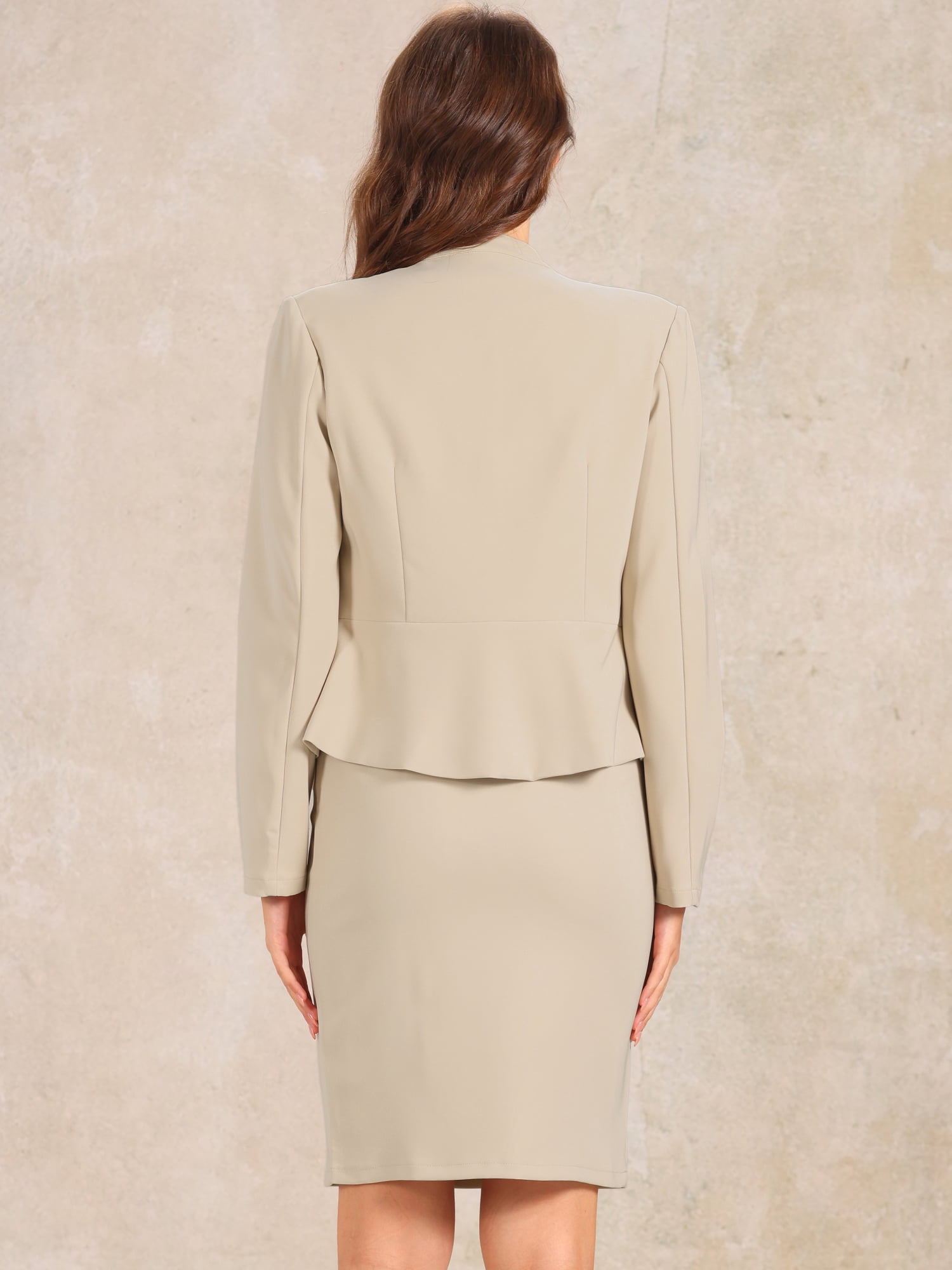 DARING DIVA 2 Pcs Women's Business Blazer and Pencil Skirt Set M Dark Apricot