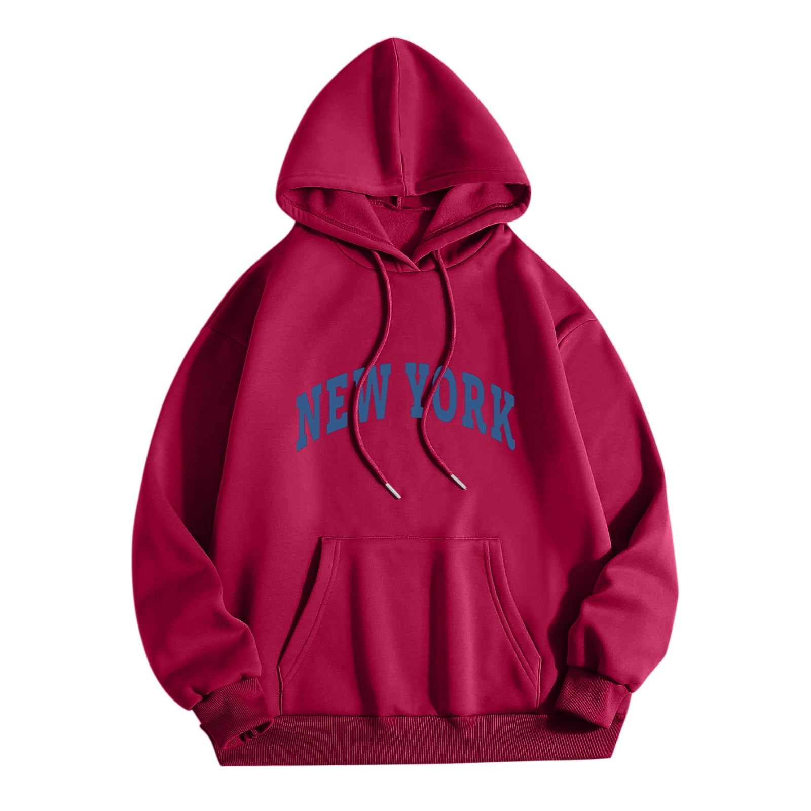 Men s Hoodies Mens Sweatshirts Under 10 Men Women Letter Graphic Hooded Print Hooded Collar Long Sleeve Sweatshirt Tops Adult Female Clothing Wine XL