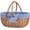 Blue, variant on Oval Picnic Basket with Folding Handles, Willow Hand Woven Shopping Basket, Bath Storage Gift Packing Basket, Wicker Empty Easter Eggs and Candy Small Gift Basket. Grey