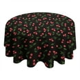 thumbnail image 4 of Black Christmas Cherry Pattern Round Tablecloth 60"x60",Wrinkle Wipeable Table Cloth for Kitchen Dining Room Picnic Patio Party, 4 of 6