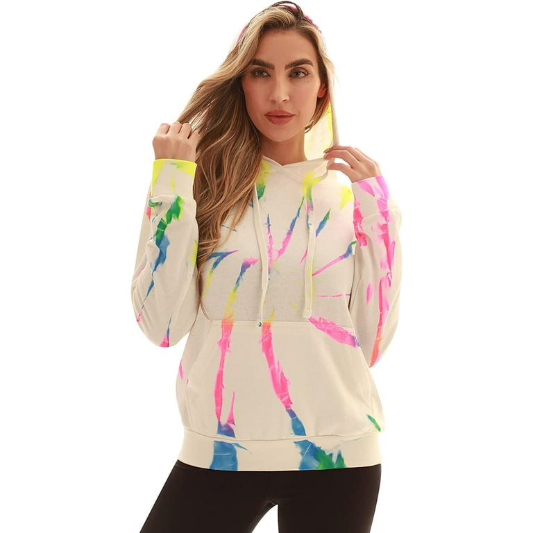 Just Love Women s Loop Terry Tie Dye Hoodie Tie Dye Neon Bright