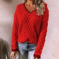 thumbnail image 2 of Suéter de manga larga con cuello en V de línea de color sólido de patchwork informal para mujer Blusa Fridja  hjk2128, 2 of 5
