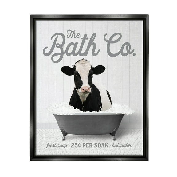 Stupell Industries Farmhouse Bathtub Bubbles Animals & Insects Painting Black Floater Framed Art Print Wall Art, 17 x 21