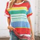 thumbnail image 2 of Camiseta de mujer de moda de manga corta con estampado de patchwork de color con cuello redondo OAVQHLG3B Store  lin121212, 2 of 4