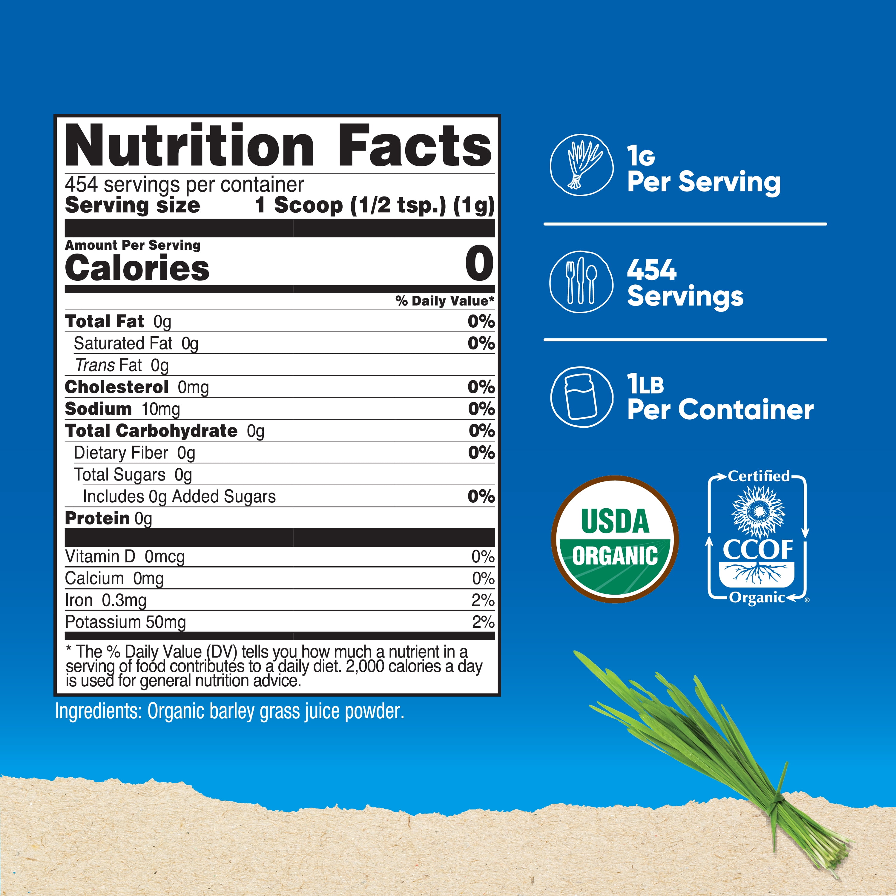 Nutricost Organic Barley Grass Juice Powder (1 LB) (Unflavored)