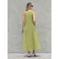 thumbnail image 3 of xiaxaixu Femmes Robe Longue Couleur Unie Col Rond Poches une Ligne Robe d'Été Casual Plage Partie Robe Bohème, 3 of 9
