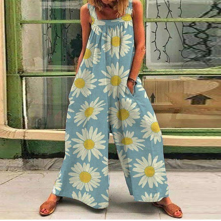 Jebong Best Gifts for Women/Mom/Girlfriends Women's Wide Leg Overalls Loose fit Rompers Holes Jumpsuits Baggy Jumpsuit with Pockets - Walmart.com