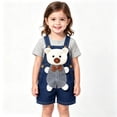 thumbnail image 2 of FRSASU Toddler Girls Cartoon Denim Short Overalls Cute Doll Pattern Jean Shortalls with Adjustable Straps Kids Summer Casual Romper Blue-I, 2 of 8