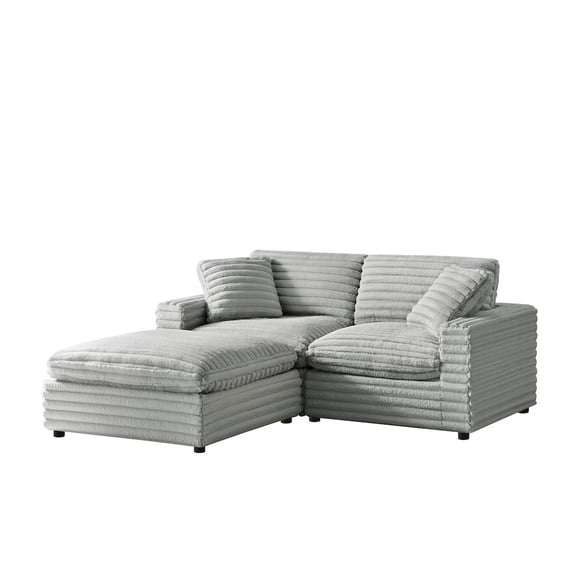 Comfort Pointe Julia 3-piece Chofa in Plush Gray Cord-like Fabric