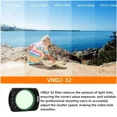 thumbnail image 1 of Variable ND Lens Filter for DJI OSMO Pocket 3,1-5 Stop,2-9 Stop Adjustable VND HD Optical Glass Gimbal Camera Accessorry VND2-32, 1 of 4