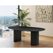 Kevinplus 86.61” Expandable Dining Table, Modern Kitchen Desk for Dining Room, Partment, Black