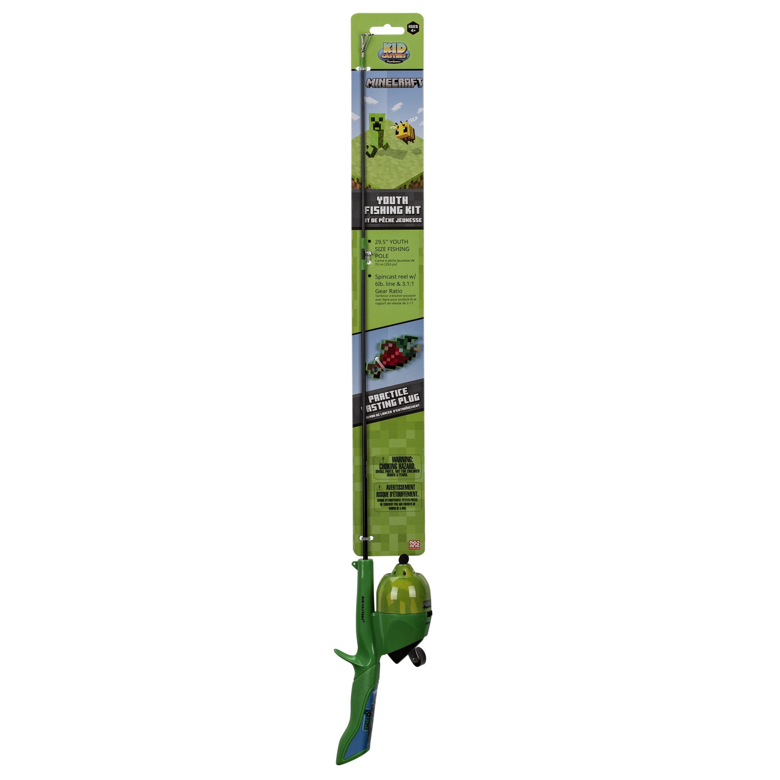 Kid Casters Youth Spincast Fishing Pole Combo with Minecraft Fiberglass Rod Kid Casters Youth Spincast Fishing Pole Combo with Minecraft Fiberglass Rod