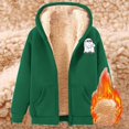 thumbnail image 2 of Halloween Hoodies Women Unisex Patterned Zip Up Sweatshirt Long Sleeve Pullover Tops With Pockets Fleece Lined Warm Apparel Green XL, 2 of 3