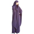thumbnail image 4 of IBTOM CASTLE Women's Muslim Prayer Dress Hijab Scarf Prayer Abaya Maxi Islamic Modest Cardi Robe Purple, 4 of 7