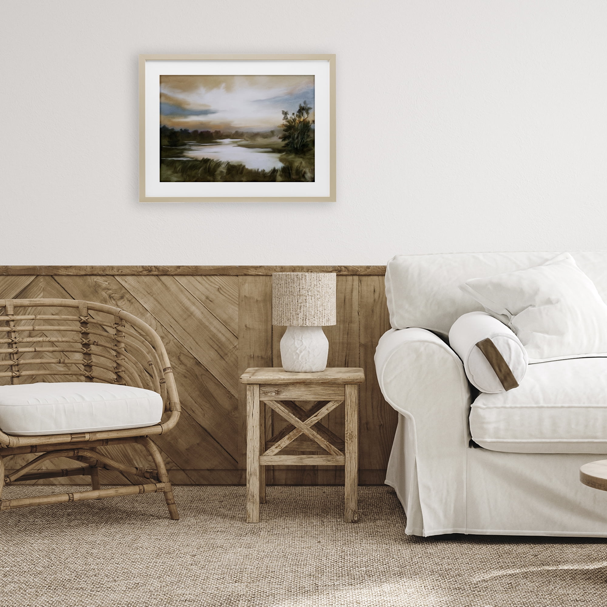 Stupell Industries Sunset Pond Countryside Birch Framed Print Under Glass, design by Kim Allen