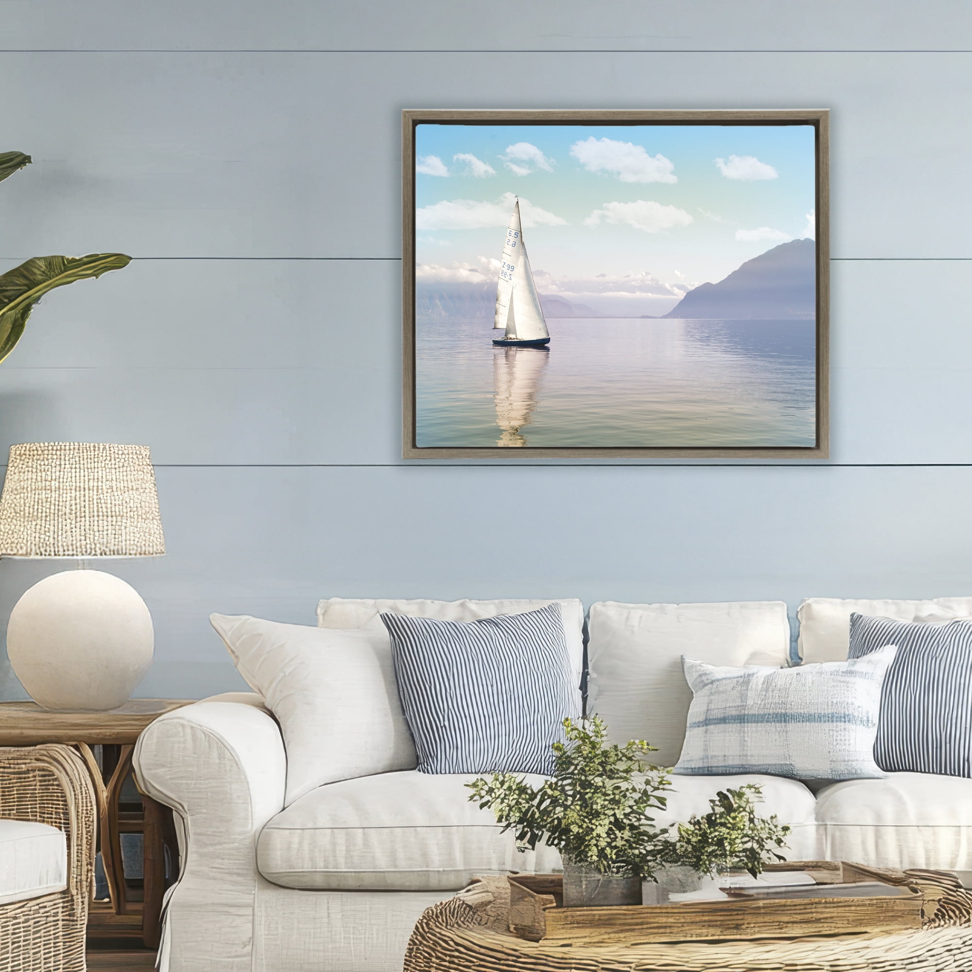 Stupell Industries Ocean Sails Lounging Brown Framed Floater Canvas Wall Art, design by Marcus Prime