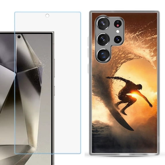 OneToughShield ® Compatible with Samsung Galaxy S24 Ultra, Shockproof Phone Case, with Tempered Glass Screen Protector - Surfing