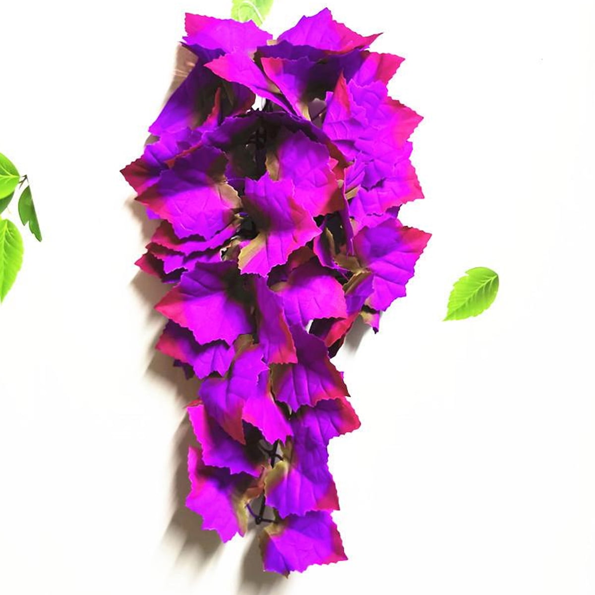 PINVNBY Paquete De 2 Plantas De Reptiles Colgantes De Terrario Con Ventosa, Hojas Artificiales Para Dragones Barbudos, Lagartos, Geckos, Serpiente, Cangrejo Ermitaño (morado Y Verde
