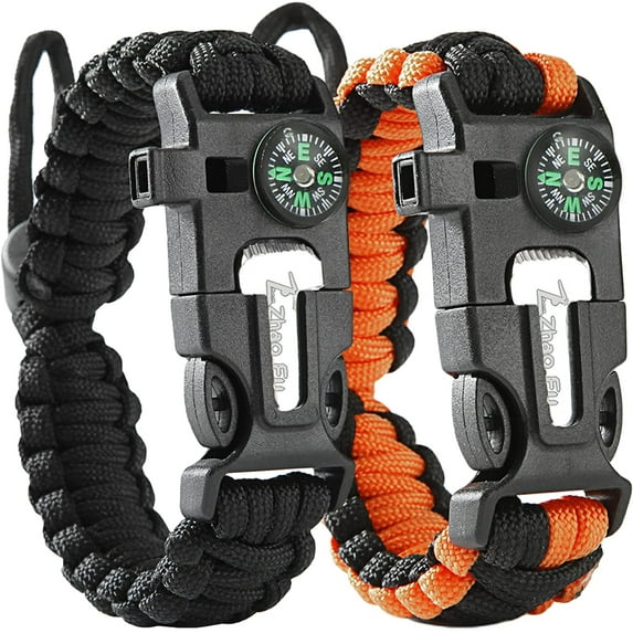 Paracord Survival Bracelet, Fire Starter,Loud Whistle,Degaussing Tool Card,Compass, Survive Tool Kit for Hiking, Outdoor Camping, Fishing and Hunting