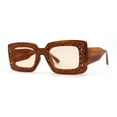 thumbnail image 2 of Womens Mod Rectangle Inset Fancy Pattern Frame Sunglasses Brown Light Brown, 2 of 4