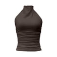 thumbnail image 5 of WEIGFI Womens Tank Tops Sleeveless Basic Undershirts Wear Open Back Stretch Halter Neck Solid Color Summer Casual Comfort Soft Dates Tops,Brown,M, 5 of 6