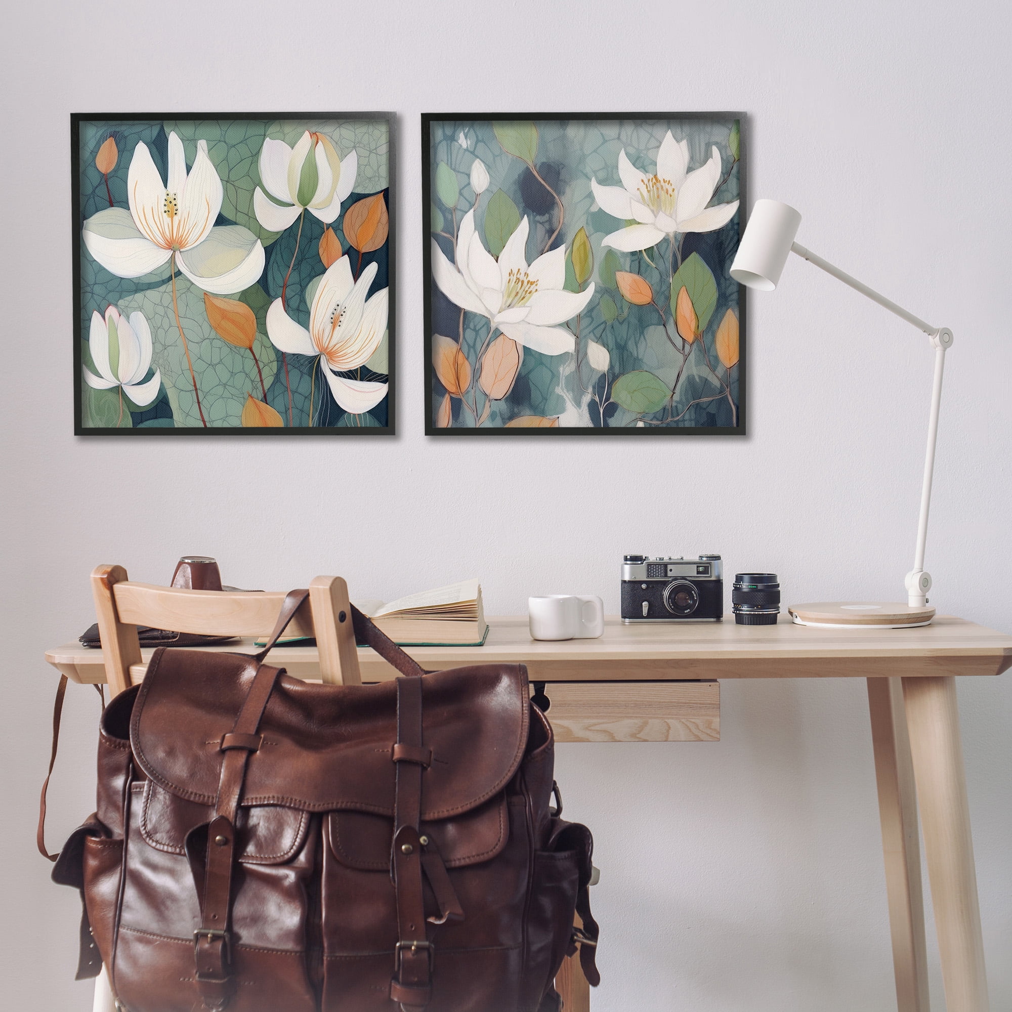Stupell Industries Patterned Iris Blooms Botanical & Floral Painting Black Framed Art Print Wall Art, 24 x 24, Set of 2