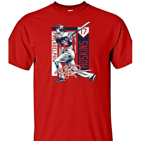 MLB Rhys Hoskins Colorblock Mens Tee Shirt Short (Best Stores For Back To School Clothes)