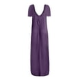 thumbnail image 4 of UPPADA Women's Wedding Guest Evening Party Maxi Dress Plus Size Cocktail Dresses V Neck A-Line Elastic High Waist Dress Pleated Chiffon Maxi Plus Size Formal Dresses Purple,L, 4 of 7