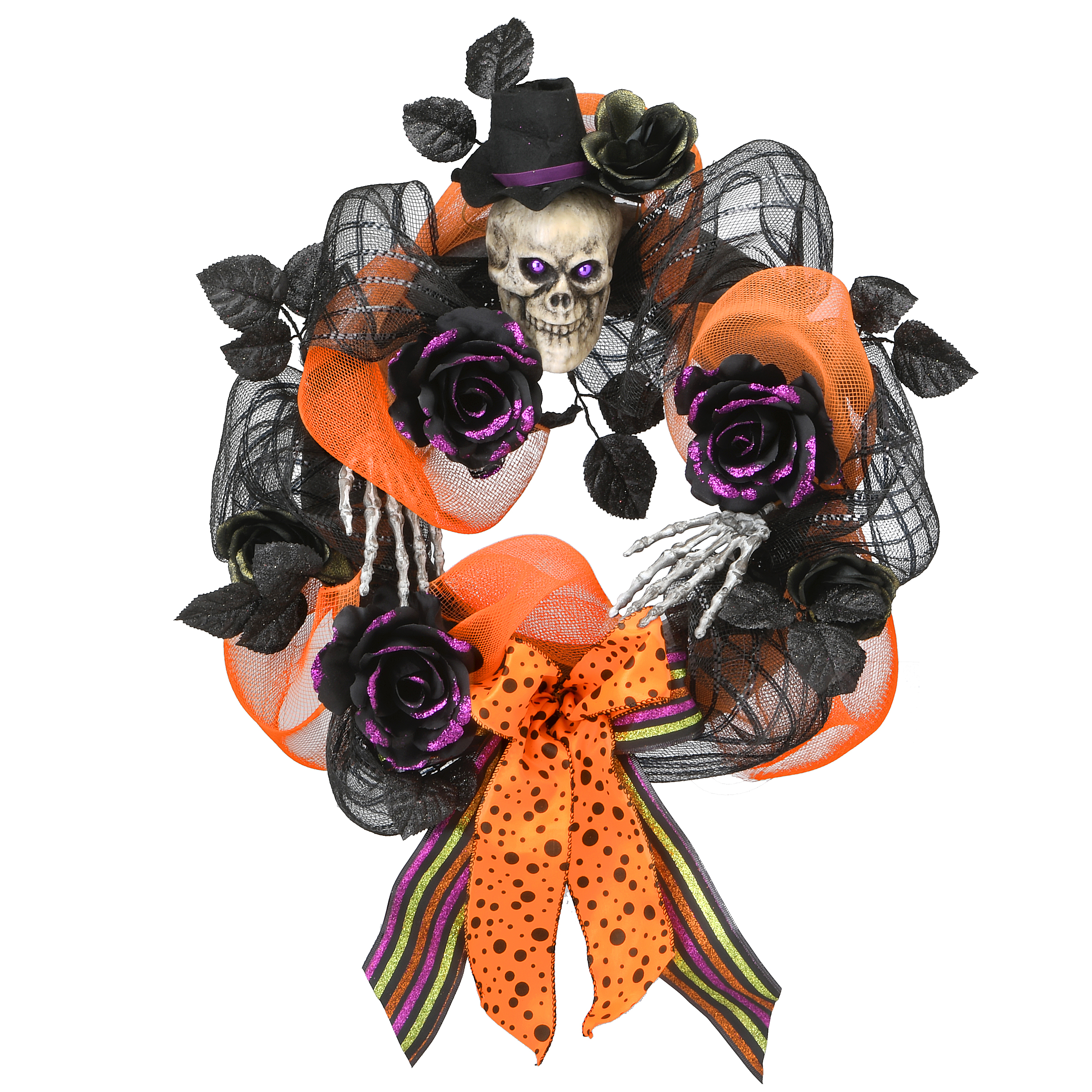 22" Halloween Ribbon Wreath