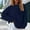 Blue-2, variant on Women's Oversized Cable Knit Sweater Crewneck Solid Color Long Sleeve Pullover Sweater Casual Dressy Jumper Tops