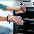 thumbnail image 2 of Pioneer Flower Floral Print Pattern 2-Pack Oven Mitts Set, Heat Resistant Kitchen Gloves, 7.7" X 12", 2 of 6