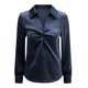 thumbnail image 5 of Camisetas para Mujeres con Cuello en V Manga Larga Delantera Blusa de Color Sólido, Corbata Delantera Top Casual, 5 of 7