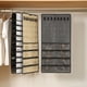 thumbnail image 1 of Organizador de joyería colgante con 48 bolsillos y ganchos - Rollo de transporte para collares, pendientes, anillos - Tela no tejida gris/beige (33,85x16,92 pulgadas), 1 of 5