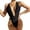 Black, variant on Sngxgn Women's Swimsuits Tummy Control V Neck Bathing Suit Twist Front Ruffle Swimwear(Black,S)