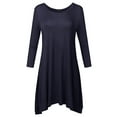 thumbnail image 1 of FashionOutfit Women's Solid Basic Soft Stretch Asymmetrical 3/4 Sleeve Tunic Top, 1 of 5