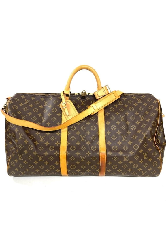 Pre-Owned Louis Vuitton Keepall 60 Bandoulire Boston Bag, Monogram Canvas, M41412, Brown,...