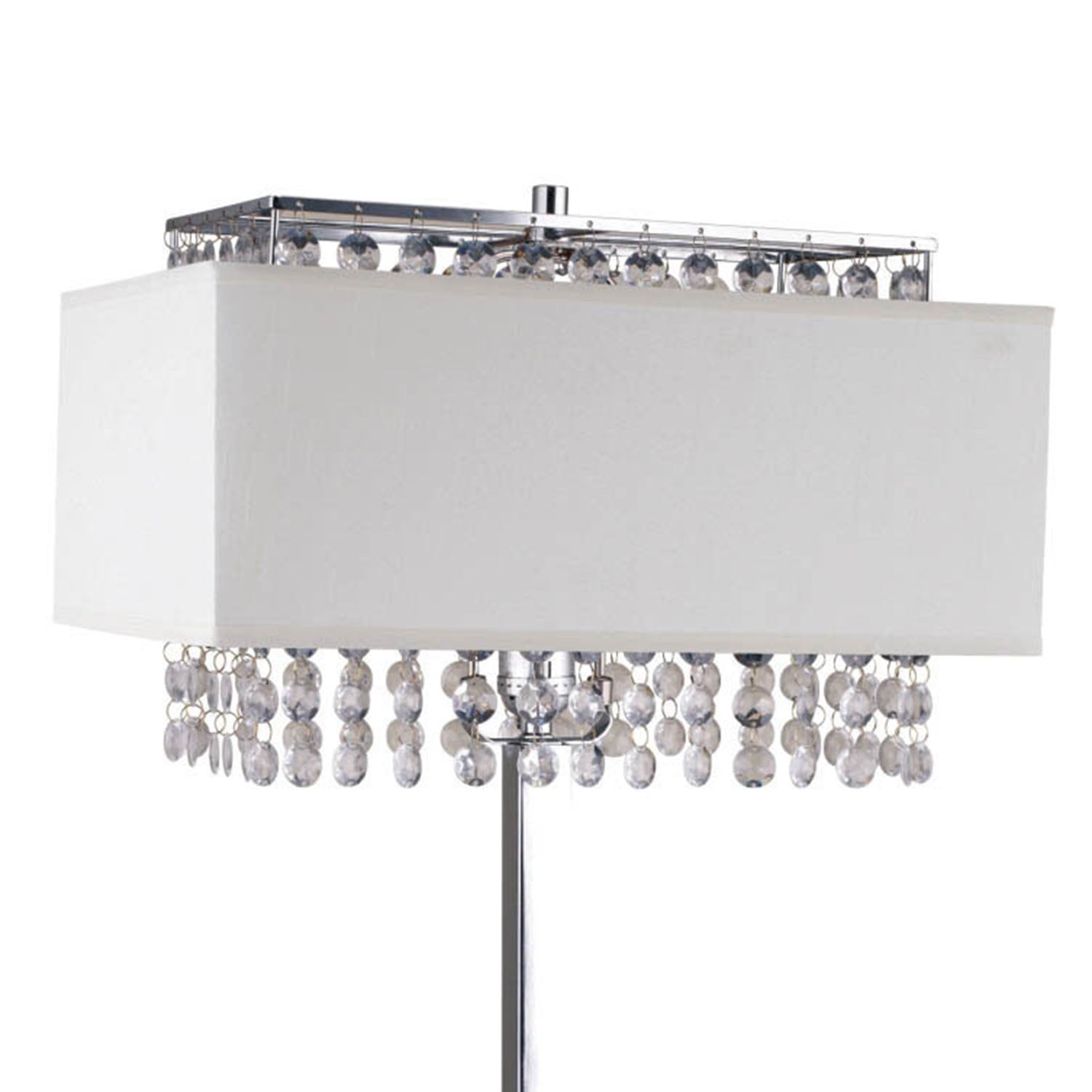 Newsome Contemporary Hanging Crystal Table Lamp with Ivory Shade