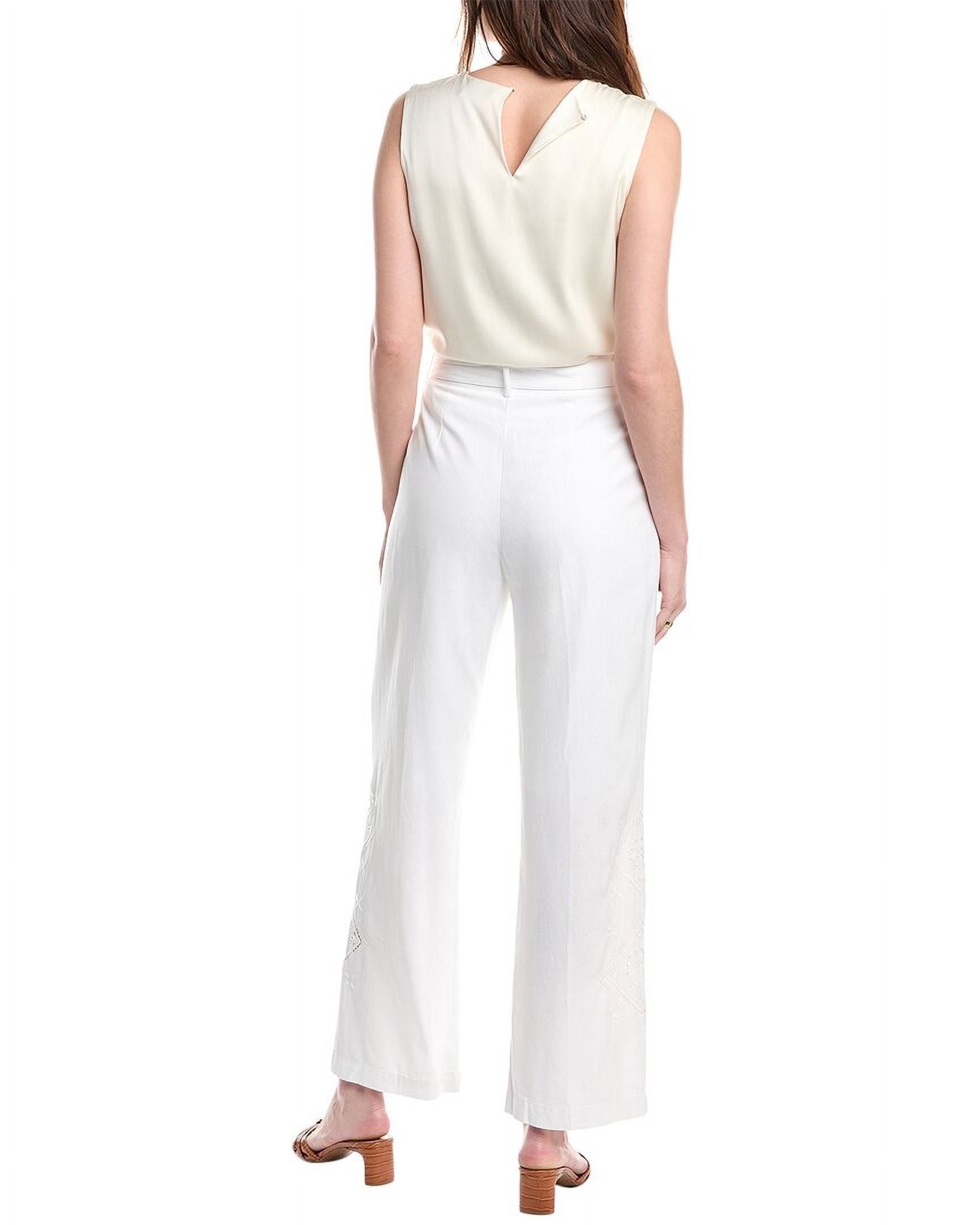 Nicole Miller womens Linen-Blend Pull-On Pant, s, White - Walmart.com display picture 1