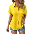 thumbnail image 4 of TINZ Chemise à Manches Chauve-Souris Boutonnée Unie à la Mode et Décontractée pour Dames, Manches Courtes, Automne, pour Femmes, Tunique de Baseball à Manches Longues pour Femmes, 4 of 4
