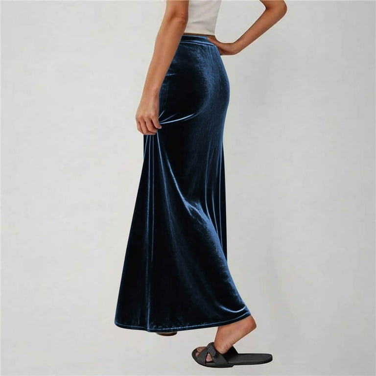 Skirt with Pockets Velvet Skirts for Women Drawstring Low Rise