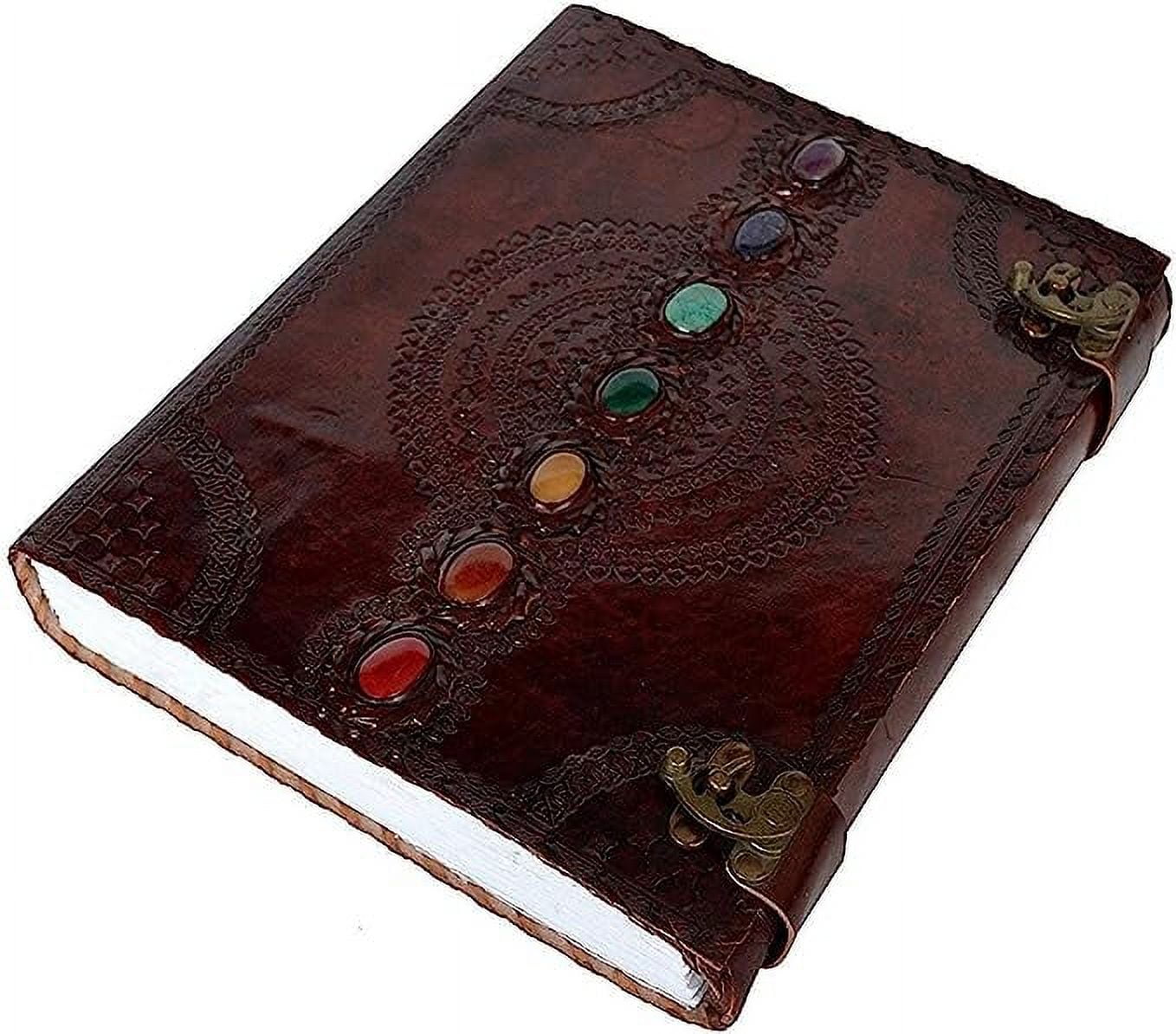 OVERDOSE Seven Stone Leather Journal - Handmade Antique Stone Journal For Students & Office For Men And Women Diary Leather Sketchbook Drawing Journal Notebook - Size 10 X 13 Inches | 25 X 33 cm