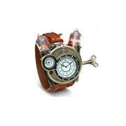 ThinkGeek Steampunk-Styled Tesla Analog Watch Weathered-Brass Look on Metal Findings Plus Leather Strap