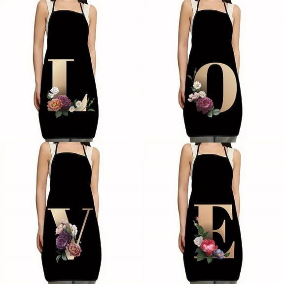 Fwttom Funny Alphabet Kitchen Apron - Waterproof Adjustable Bib with Pockets for Men Women, Chef Aprons for Cooking Gardening Painting Baking Restaurant