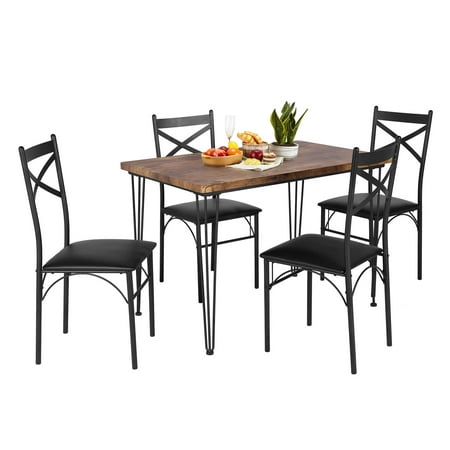 5-Piece Indoor Modern Rectangular Dining Table Furniture Set