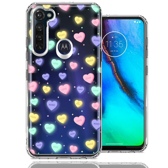 MUNDAZE For Motorola Moto G Stylus Valentine's Day Heart Candies Polkadots Design Double Layer Phone Case Cover