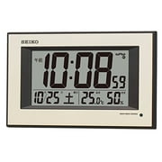 Seiko Clock Wall Clock Automatic Lighting Radio Digital Calendar Temperature Humidity Display Light Gold Pearl SQ438G SEIKO that can be seen even at night