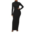 thumbnail image 7 of Kilaqueen Women's Turtleneck Dress Trendy Sexy Tight Maxi Dresses Stretch Bodycon Dresses for Evening Party Long Sleeve Club Party Pencil Dresses, 7 of 7