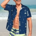 thumbnail image 3 of Haiem Lighthouses and Anchors Printed Hawaiian Shirt for Men - Men’s Casual Beach Summer Shirts - Stretch Fabric with Modern Fit-3X-Large, 3 of 7
