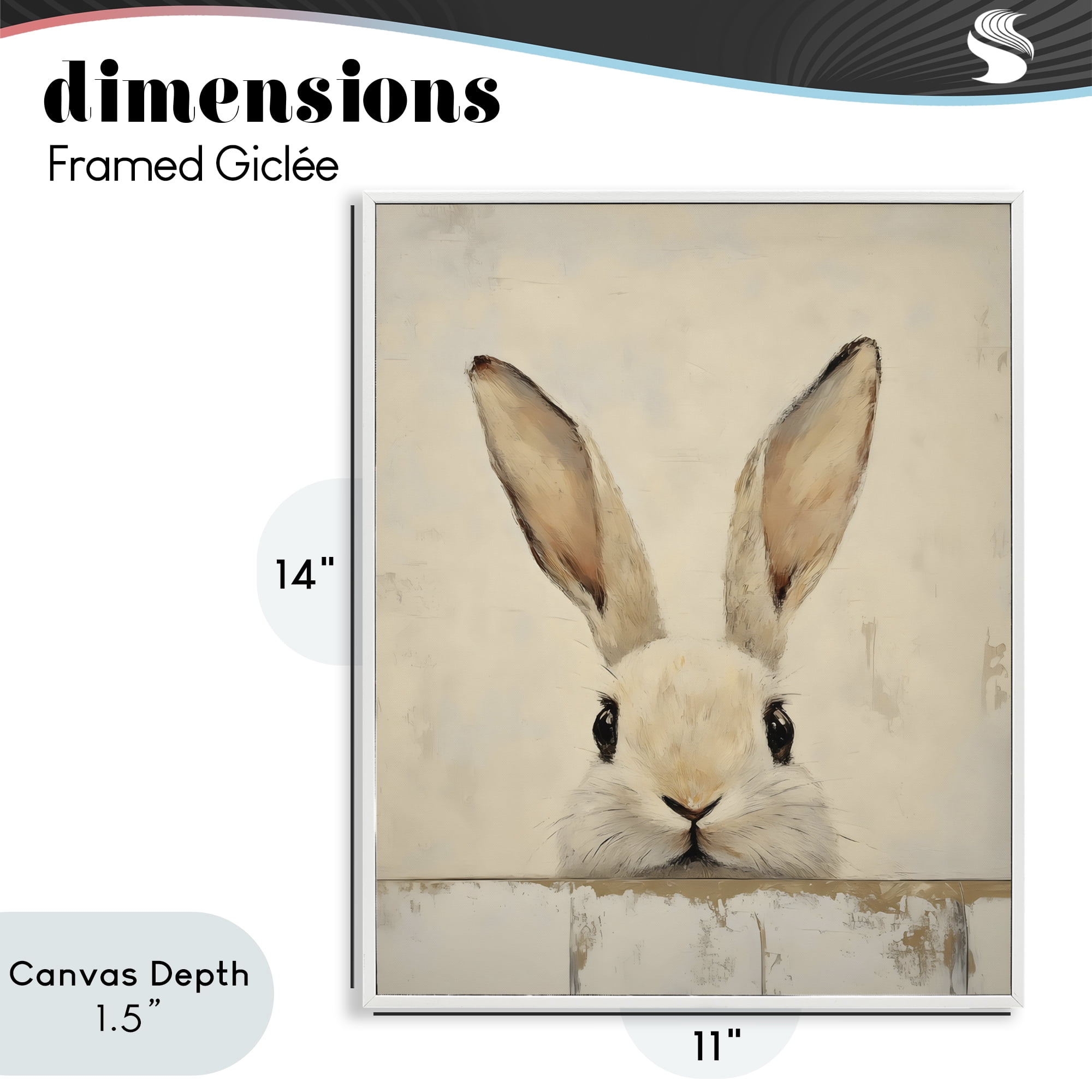 Stupell Industries Peeking Bunny in Soft Neutrals White Framed Giclee Art, design by LSR Design Studio